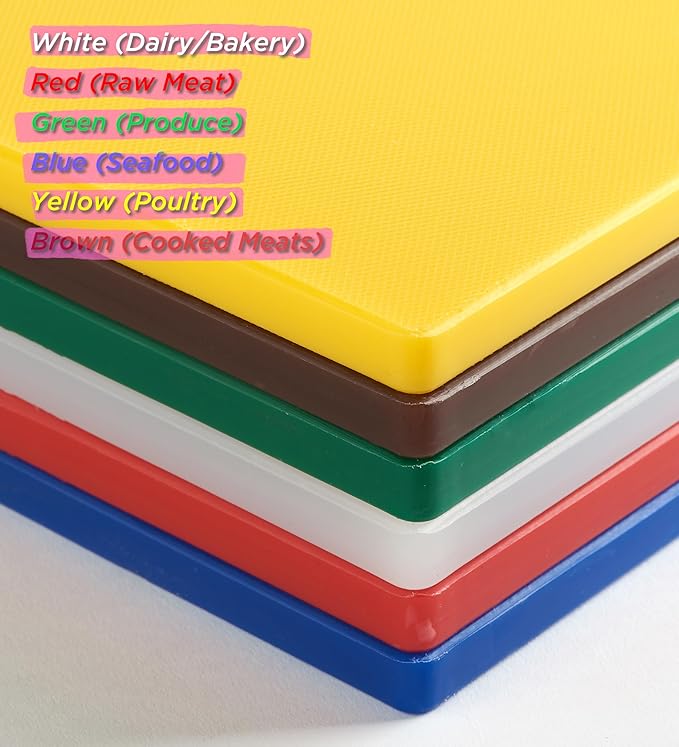 CURTA 6-Piece NSF 18" x 12" x 1/2" Multi-Colored Flexible Cutting Board Kit with Stainless steel Storage Rack, Color Coded Plastic Chopping Board with Anti Slip Surface Dishwasher Safe
