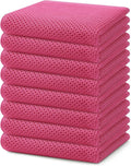 Homaxy 100% Cotton Waffle Weave Kitchen Dish Towels, Ultra Soft Absorbent Quick Drying Cleaning Towel, 13 x 28 Inches, 8-Pack, Hot Pink