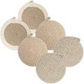 Encasa XO Round Trivet Mats For Hot Dishes with Hanging Loop | Beige Combo - Set of 6 with 7 inch Diameter | Cotton Round Thick Heat Resistant Pot Holders | Use Hot Pads Plate Mats For Hot Pots & Pans