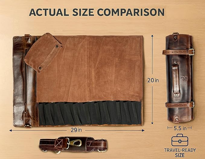 Rustic Town Genuine Leather Chef Knife Roll All Purpose Chef Roll