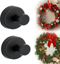 Suction Cup Hooks for Wreaths on Glass, 2026 Upgrade No Drill Towel Hooks Stainless Steel Waterproof Suction Cup Hooks, Wreath Hanger for Front Door for Kitchen, Bedroom (2, Black)