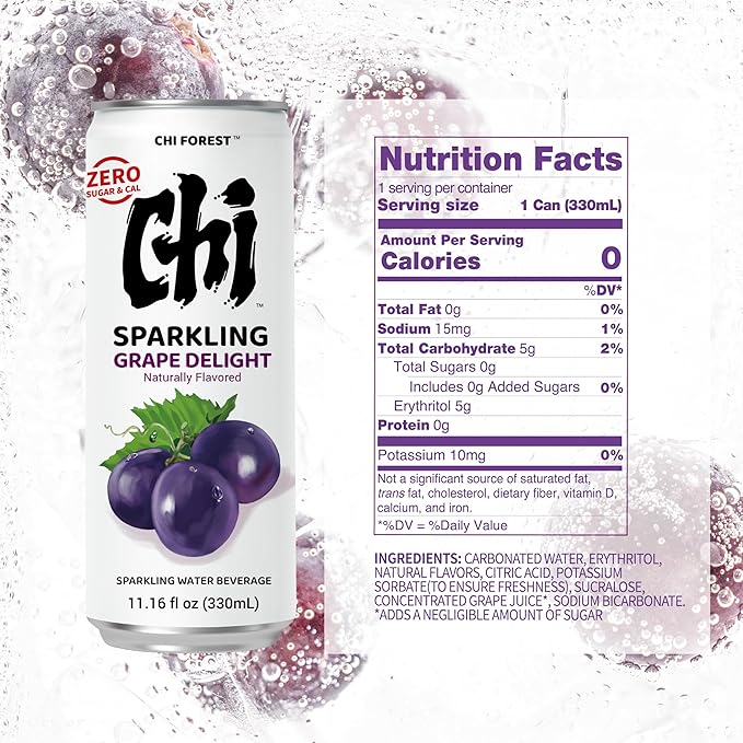 CHI FOREST Grape Delight sparkling water, 0 Sugar 0 Carolies, 11.16 fl oz* 24