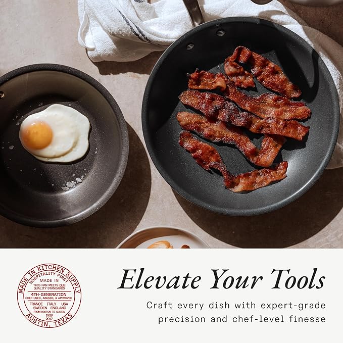 Made In Cookware - ProCoat Non Stick 3 Piece Frying Pan Set (Includes 8",10",12") - 5 Ply Stainless Clad - Professional Cookware - Crafted in USA - Induction Compatible - (Graphite)