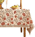 ISAENNE Designer French Long Rectangular Tablecloth,Linen Orange Floral Pattern Indoor Table Cloth,Wrinkle Resistant Decor Table Cloth for Dining Thanksgiving Kitchen Party,63"*94"-Alvarado D