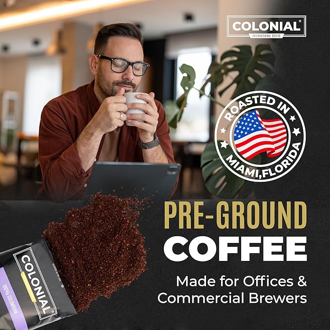 Colonial Coffee 32 Count Single Pot Coffee Packets – 100% Arabica Vanilla Flavored Medium Roast | Pre-Measured Frac Packs for 12 Cup Maker | Bulk Ground Gourmet Coffee for Home & Office
