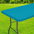 homing Rectangle Table Cloth Cover, Waterproof Polyester Elastic Fitted Tablecloth, Fits for 6 Foot Folding Tables, Washable Table Protector for Picnic, Camping, Outdoor (Teal, 30" x 72")