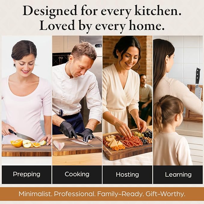3 in 1 Magnetic Knife Block Stand - Wooden Magnetic Knife Holder with Strong Magnets, 14"x10" Cutting Board, Knife Sharpener - Acacia Display Holder Double Sided Storage Rack Magnets for Knives