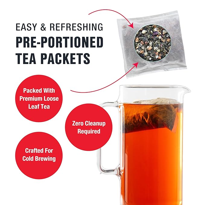 Tiesta Tea - Peaches N' Green Cold Brew, Loose Leaf, Smooth Peach Green Tea, Premium Medium Caffeinated Iced Drink, Cold Brew Packets, Makes 64 oz of Pitcher Per Bag (Pack of 10)