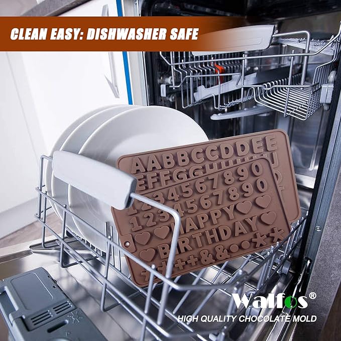 Walfos Silicone Letter Mold and Number Chocolate Molds - Non-Stick Letter Chocolate Mold, Made of Food Grade Silicone, BPA Free, Perfect for Cake Decoration, Candy, Chocolate, Birthday Party, Gummies