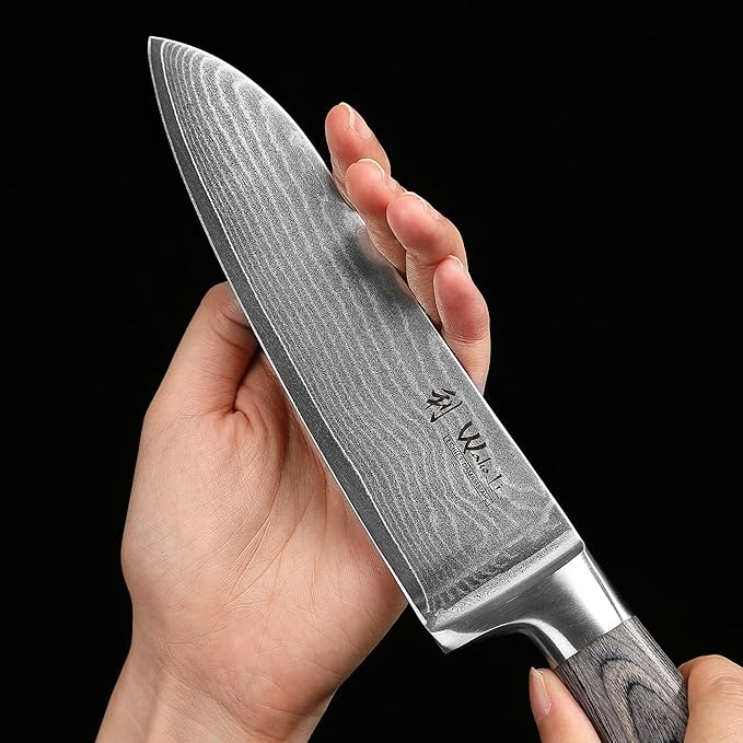 Wakoli EDIS Damascus 5-Piece Knife Set – Japanese Style Kitchen Knives | Genuine Damascus Steel Blades with VG10 Core | Ergonomic Micarta Handles | Professional Chef Knife Set in Gift Box