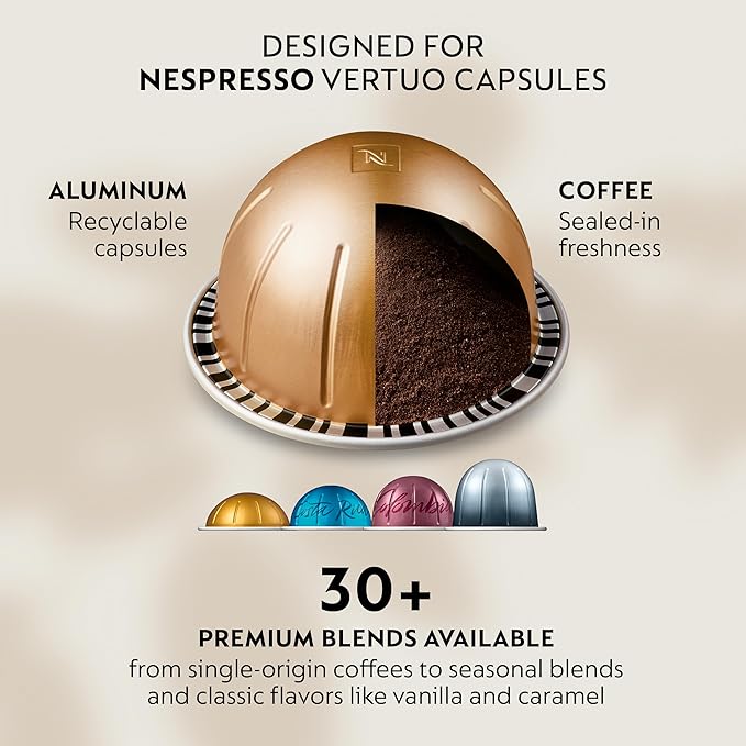 Nespresso Vertuo Next Coffee and Espresso Maker by Breville, with Aeroccino Milk Frother, Light Grey