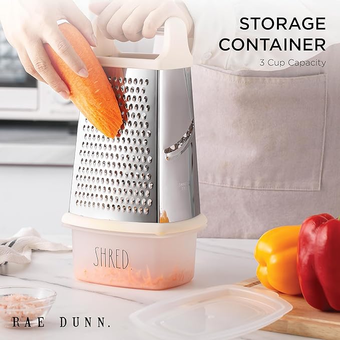 Rae Dunn Everyday Collection Multifunction Grater- Stainless Steel Grater and Zester for Cheese, Spices, Vegetables, Cream