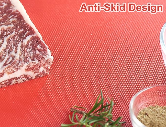 CURTA Cutting Boards for Kitchen, 24" x 18" x 0.5" Red Color Coded Plastic Chopping Board with Anti Slip Surface Dishwasher Safe