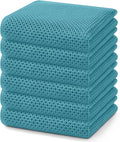 Homaxy 100% Cotton Waffle Weave Kitchen Dish Towels, Ultra Soft Absorbent Quick Drying Cleaning Towel, 13 x 28 Inches, 6-Pack, Lake Blue