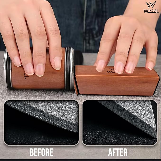 Rolling Knife Sharpener | Professional 15° Angle Manual Knife Sharpener For Japanese & Precision Blades with Magnetic Base & Non-Slip Grip