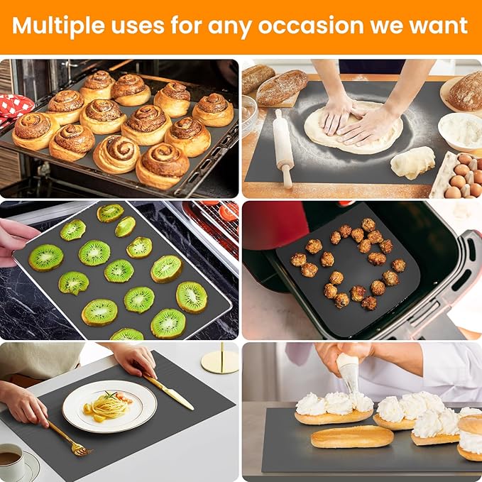 Silicone Baking Mat Roll -Reusable & Best German Silicone Mat Roll-Heat Resistant Freeze Dryer Mat Non Stick Pastry Mat Dough Rolling Mat, Non Slip Countertop Protector Mat, Cut to Size Silicone Mat