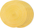 FunWheat Round Braided Placemats Set of 6 Place mats for Dining Tables Woven Heat Resistant Table Mats 15 inch (Yellow)