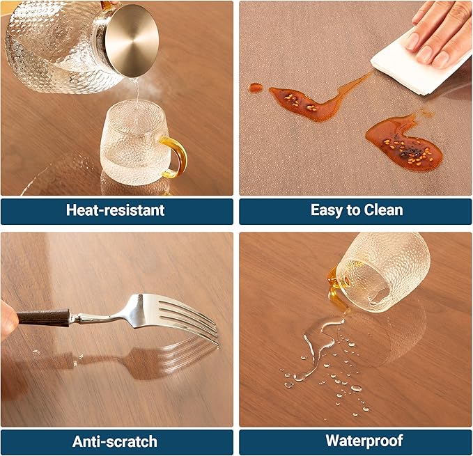 Clear Table Cover Protector Rectangle 40 x 80 Inch, 1.5mm Transparent Plastic Table Protector Waterproof, Anti-Scratch Clear Desk Mat for Office Desktop Dresser Dining Table, FDA Compliant