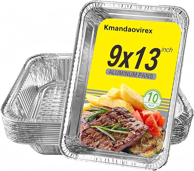 Aluminum Baking Pan Half-Size, 9x13 Inches, Heavy-Duty Disposable Aluminum Foil Pan, Deep Baking Pan Suitable for Cake Baking, Cooking, Roasting, Heating, and Steaming Meal Tray (20 PACK)