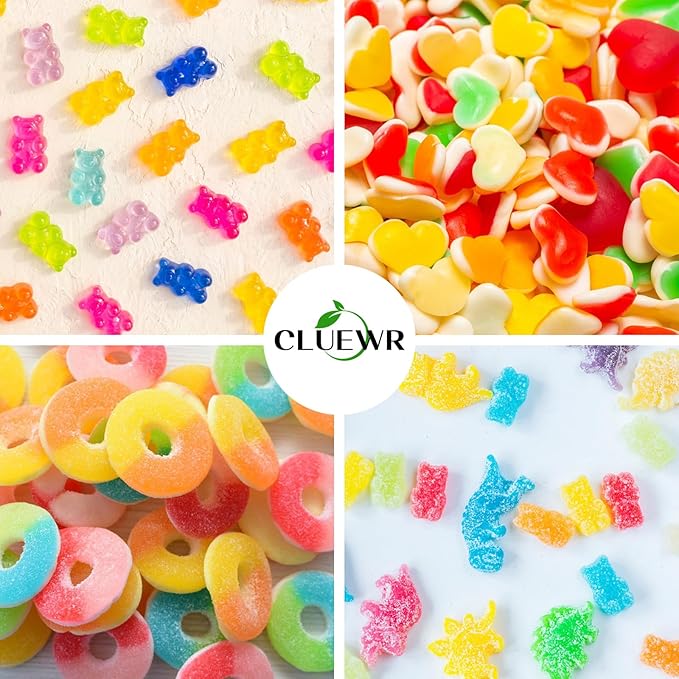 Gummy Candy Molds with 2 Droppers, Silicone Molds Include Bear, Dinosaur, Heart, Donut, 4 Pcs, 201 Cavities