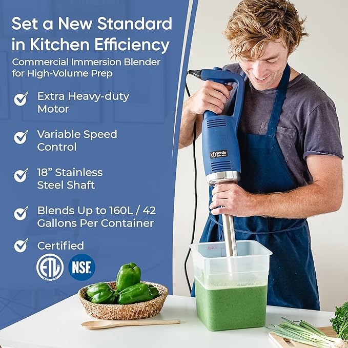 TK Commercial Immersion Blender, 750 Watt/1 HP Variable Speed Motor, 20,000 RPM X-Heavy Duty with Performance Assurance - 18"