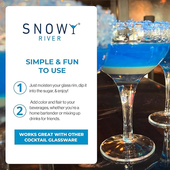 Snowy River Sky Blue, Cocktail & Margarita Sugar Rimmer - Vibrant Color Glass Rimming Sugar with Medium Crystal Texture - 80oz