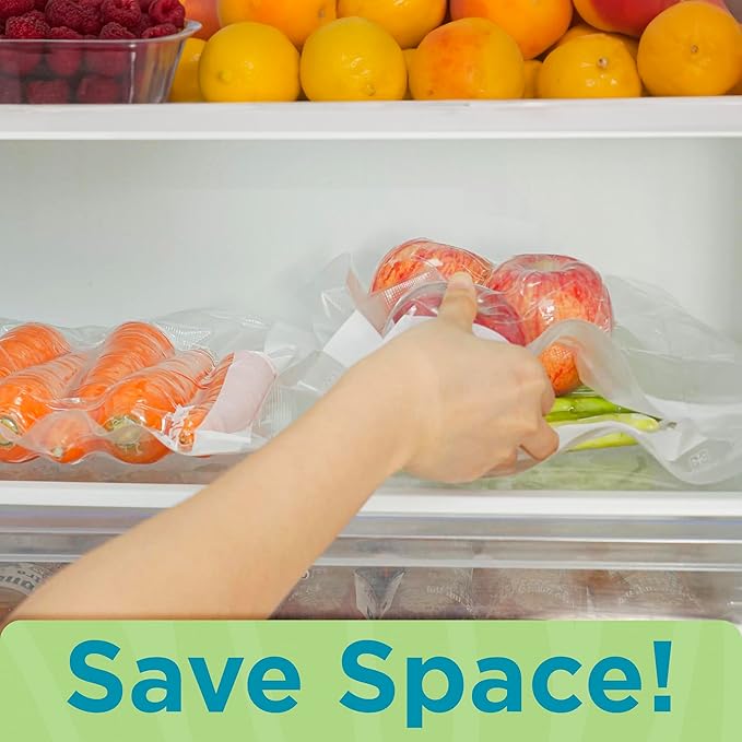 Home Logic Vacuum Bags for Food Sealer Rolls 3"x11" 20ft long rolls 3pk for Freezer and Sous Vide - Microwave Safe clear