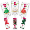 Cake Mate Christmas Decorating Kit – Red & Green Decorating Sugar (2.25 oz), White, Red & Green Cookie Icing Pouches (7 oz), Jingle Mix Non Pareil (2.1 oz) – Holiday Cookie, Cake, Cupcake & Dessert