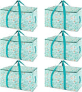 BALEINE 6-Pack Oversized Moving Bags with Reinforced Handles, Heavy-Duty Storage Tote for Clothes, Moving Supplies (Spring Stroll, 6-Pack)