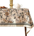 ISAENNE Designer Vintage Linen Small Table Cloth for Rectangle Table,Floral and Bird Pattern Tablecloths,Fall Wrinkle Resistant Decor Tablecloth for Dining Kitchen Party,55"*71"-Murad A