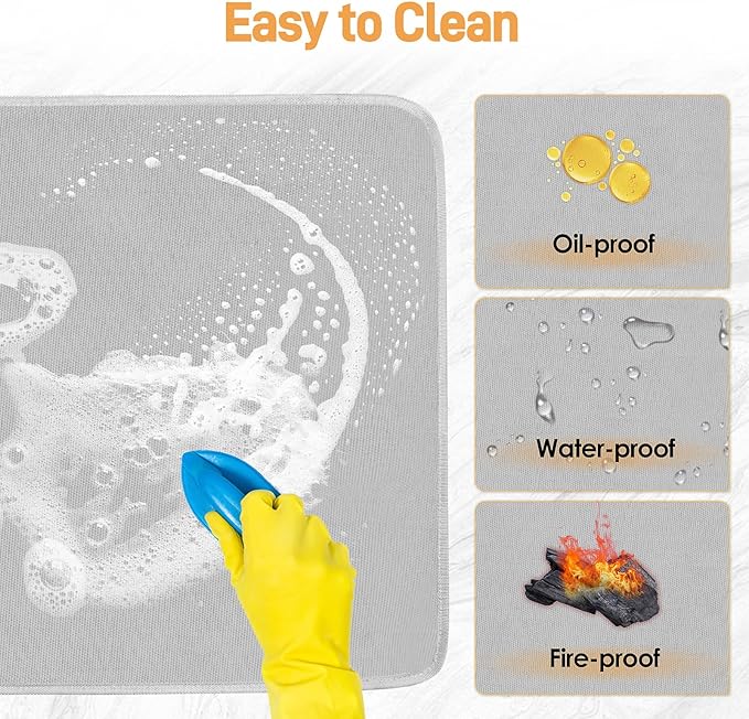 Heat Resistant Mats for Countertop - Fireproof 15x18 in Heat Resistant Mats for Air Fryer - Kitchen Countertop Protector for Air Fryer, Coffee Maker, Stand Mixer, Toaster, Oven 2PCS - Grey