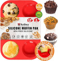 6 Cups Jumbo Muffin Pan,Silicone Cupcake Pan for Baking Food Grade Silicone Non Stick - Upgraded Thickened