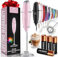Zulay Powerful Milk Frother (4 Duracell Batteries Included) - Handheld Milk Frother Wand Drink Mixer for Coffee - Powerful Milk Foamer for Cappuccino, Frappe, Matcha & Creamer - Cotton Candy
