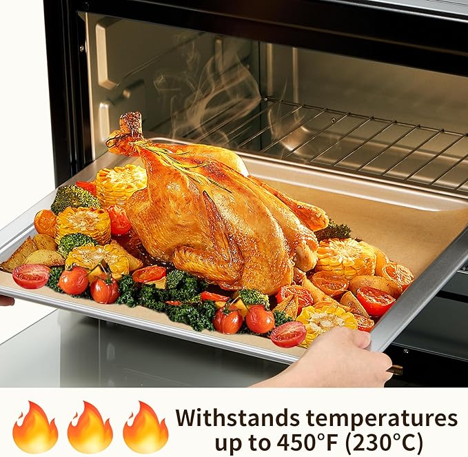 9x13 In Non-Stick Precut Baking Parchment Paper Sheets for Baking Enthusiasts - Withstands Temperatures up to 450°F - 100% Natural Wood Pulp (200PCS)