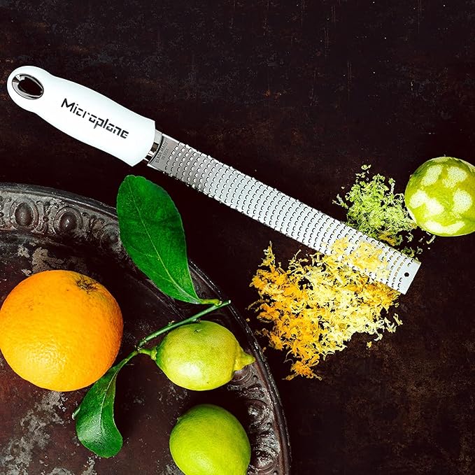Microplane Premium Classic Citrus Zester Tool and Parmesan Cheese Grater - White