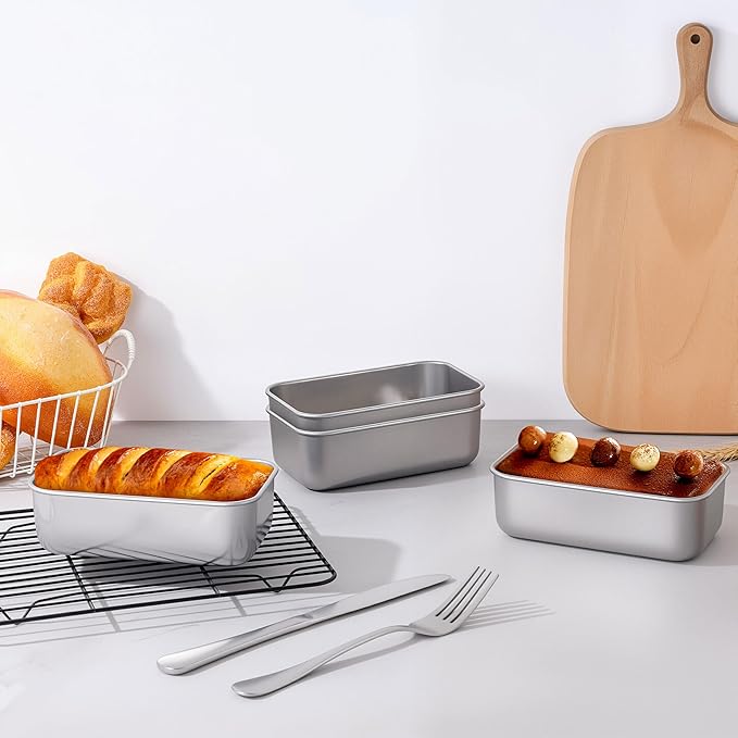 LIANYU 6.3 x 3.5 Inch Mini Loaf Pans for Baking Bread, 10 Pack Stainless Steel Small Bread Loaf Pan Mold for Homemade Meatloaf, Metal Tin Loaf Baking Pan for Banana Sourdough Sandwich, Dishwasher Safe