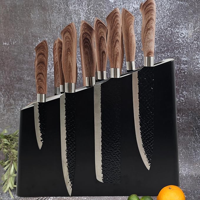 Resafy Magnetic Knife Wooden Block Knife Display Holder Rack Double Side Magnetic Stands with Strong Enhanced Magnets Kinves Strip Magnetic Knife Holder