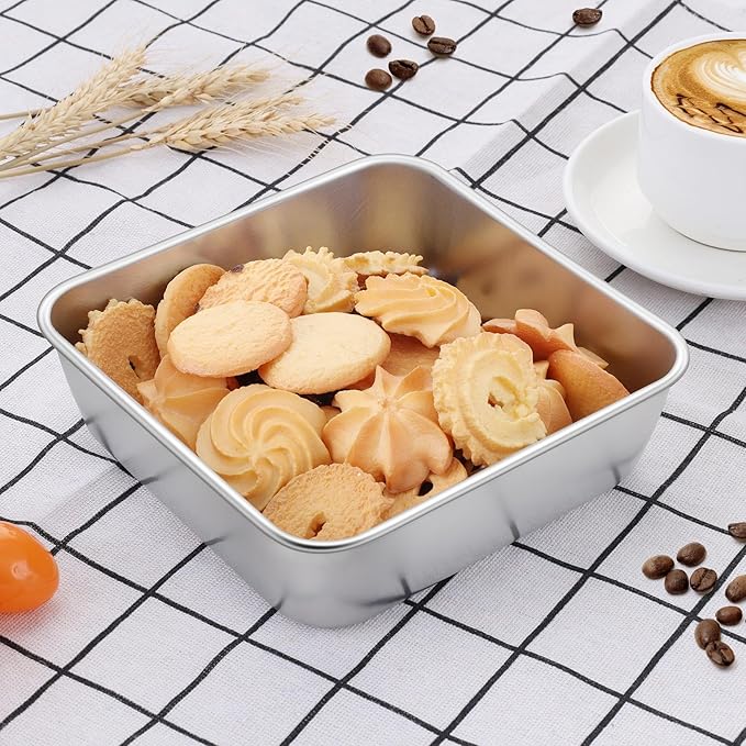 LIANYU 6/9 Inch Square Baking Cake Pan, Stainless Steel Brownie Bread Cake Molds, Square Bakeware for Lasagna Pie, Oven & Dishwasher Safe