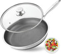Skillets and Frying Pans NonStick with Lid, 10 inch Stainless Steel Non Stick Frying Pan Honeycomb for Kitchen Cookware - Dishwasher and Oven Safe Pan for Induction Gas Ceramic.