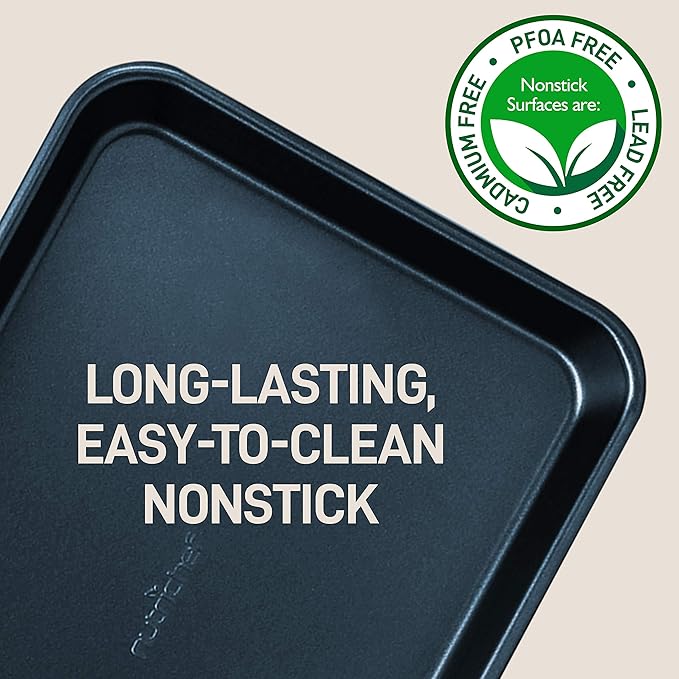 NutriChef 2-Piece Baking Sheet Non Stick - Premium Carbon Steel Cookie Sheets for Baking - Large and Medium Baking Trays for Oven - Blue Diamond