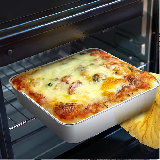 LIANYU 8/9 Inch Square Baking Cake Pan, Stainless Steel Brownie Bread Cake Molds, Square Bakeware for Lasagna Pie, Oven & Dishwasher Safe