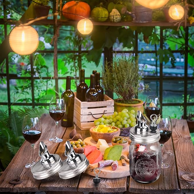 Free Flow Spout for Mason Jar,for spout regular mouth size Mason Jar 70mm lid, 2 Pack (Zinc alloy) jars not included