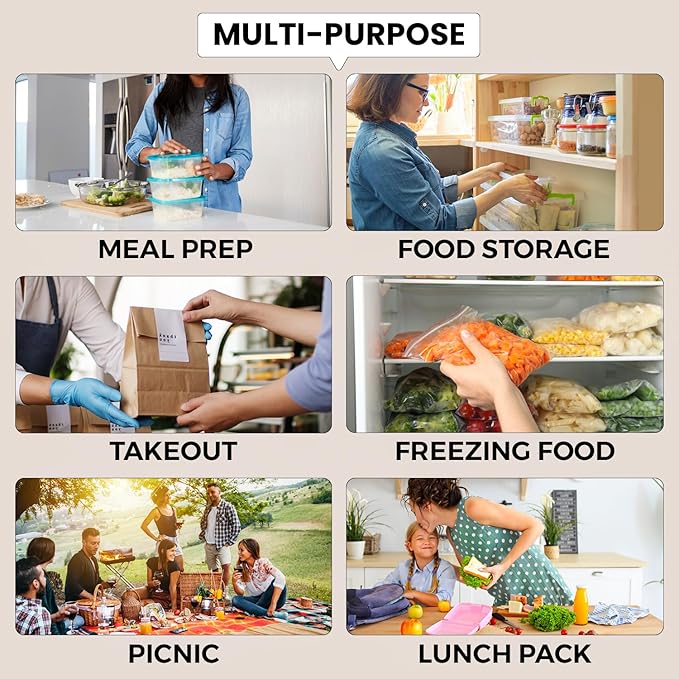 Klex 24 Oz, 50 Sets Meal Prep Containers with Airtight Lids, BPA Free, Reusable Plastic Food Container, 24 oz, Rectangular, Black/Clear, 50 Sets