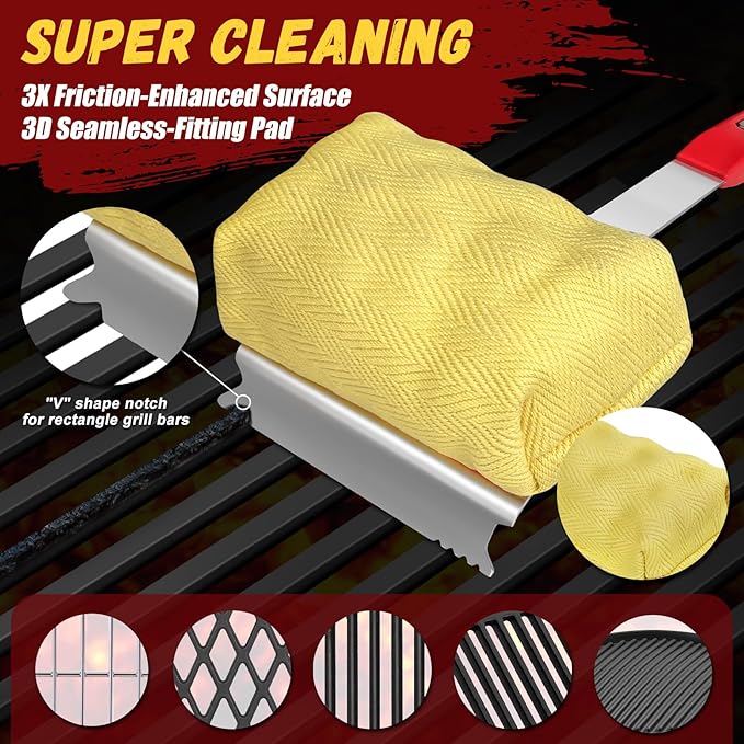 for Supower Grill Brush Replacement Head (No Handle) - Replaceable Brush Heads Bristle Free/Safe Cleaning Head Compatible for Cast Iron/Stainless Steel Grates (1 Pack)