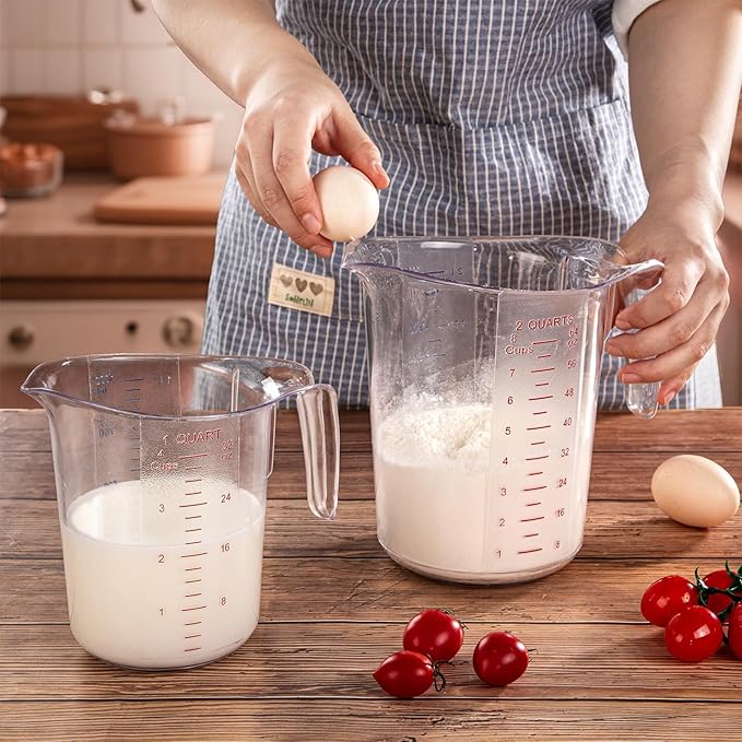 DaYammi 4-Cup Plastic Measuring Cups 1-Piece, Food-Grade Measuring Cup for Dishwasher, Liquid Measuring Cups for Baking, Cooking, Prepping, Pitcher with Readable Markings, Clear