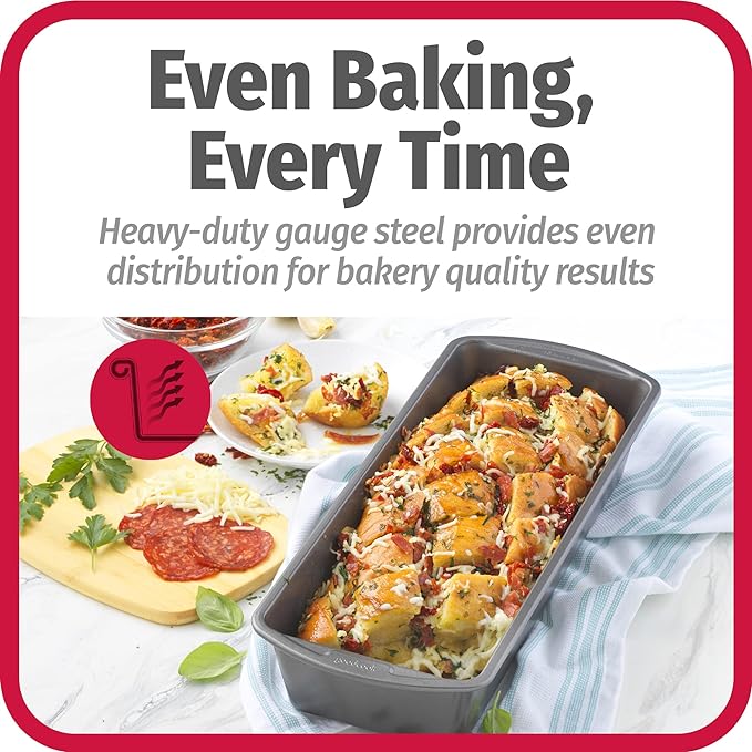 GoodCook Set of 2 Extra Large 13" x 5" Nonstick Steel Bread Loaf Pans, Gray - Set of Two Loaf Pans, Even Heat Distribution, Scratch-Resistant Nonstick Coating, Durable Construction, Easy to Clean
