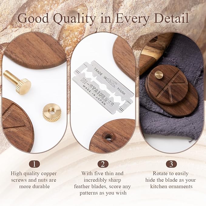 Bread Lame Dough Scoring Tool with 5 Feather Blades, Sourdough Scoring Tool with Storage Box, Scoring Knife for Bread Baking, Dexterous-Cut Series Lame Bread Tool (LUNA)
