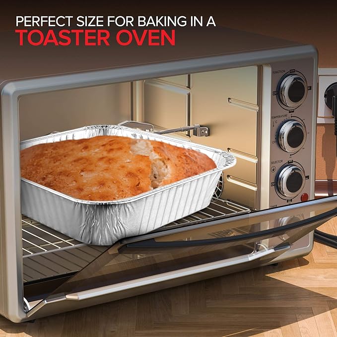 8x8 Foil Pans (10 Pack) 8 Inch Square Aluminum Pans - Foil Pans - Disposable Food Containers Great for Baking Cake, Cooking, Heating, Storing, Prepping Food