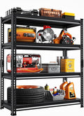 Adjustable Shelving Units and Storage, 48”W Garage Shelving Heavy Duty,2000LBS Loads 4-Tier Garage Storage Shelves, Metal Shelves for Living Room,Pantry,48”W×16”D×72”W,Black