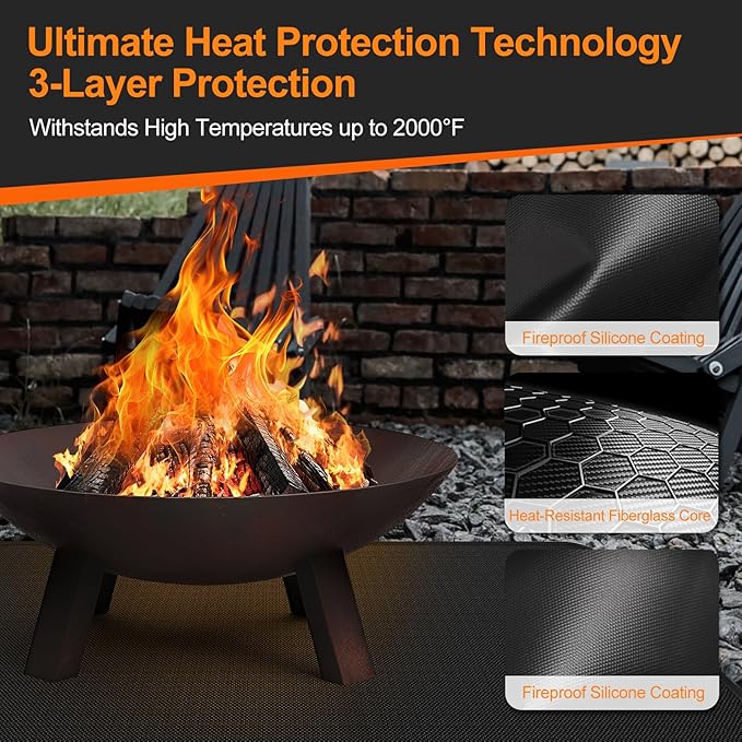 65 x 48 Inch Under Grill Mats for Outdoor Grill, Fireproof & Heat Resistant Fiberglass Deck Protector, Waterproof & Oil-Proof BBQ Floor Pad for Deck, Patio, Grass – Easy Clean, Reusable